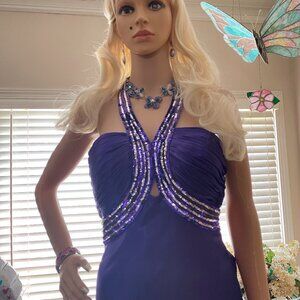 Cinderella purple gown with sequin trim